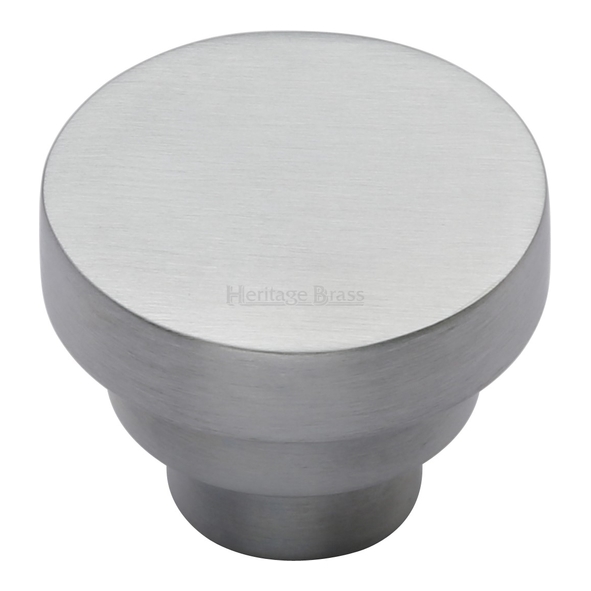 C3624 32-SC • 32 x 16 x 24mm • Satin Chrome • Heritage Brass Round Stepped Cabinet Knob